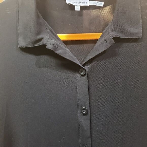 CALVIN KLEIN WOMEN'S BLACK SHEER BUTTON SHIRT SZ L
LONG SHEER SLEEVES - Picture 4 of 6